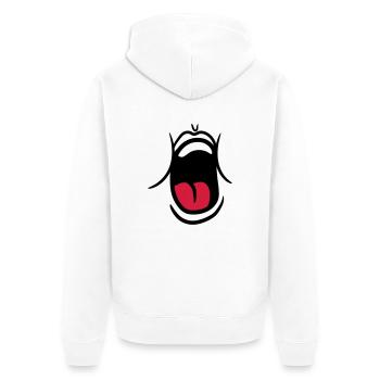 hunger essen witzig gaehnen schreien mund muede br - Unisex Premium Bio Zip Hoodie - Weiß - Hinten - Thijin (182cm)