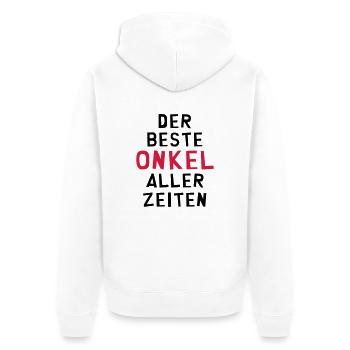 Onkel / Pate / Baby / Geburt / Kind / Tante - Unisex Premium Bio Zip Hoodie - Weiß - Hinten - Thijin (182cm)
