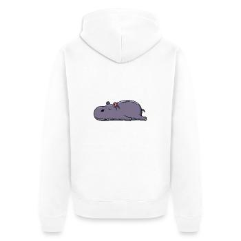 sleep hippopotamus Müdes Faules Nilpferd nope - Unisex Premium Bio Zip Hoodie - Weiß - Hinten - Thijin (182cm)