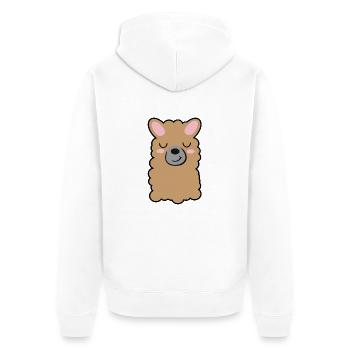 lama - Unisex Premium Organic Zip Hoodie - white - Back - Thijin (182cm)