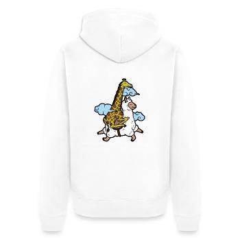 Giraffe ride Lama Alpaka Giraffe reitet Lama - Unisex Premium Bio Zip Hoodie - Weiß - Hinten - Thijin (182cm)