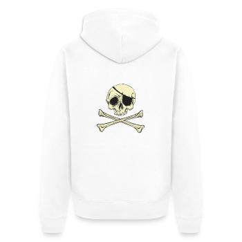 Piratenflagge Piratenschädel Augenklappe - Unisex Premium Bio Zip Hoodie - Weiß - Hinten - Thijin (182cm)
