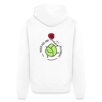 Rock and Roll - Unisex Premium Bio Zip Hoodie - Weiß - Hinten - Thijin (182cm)