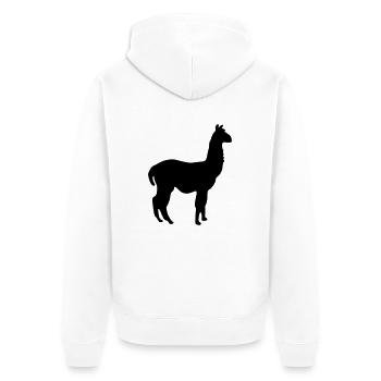 lama - Unisex Premium Organic Zip Hoodie - white - Back - Thijin (182cm)
