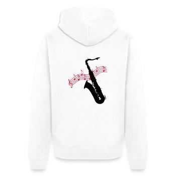 Saxophone / Jazz / Music - Unisex Premium Organic Zip Hoodie - white - Back - Thijin (182cm)