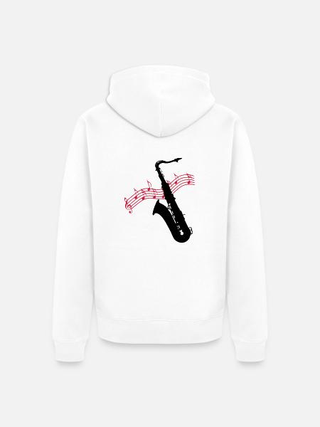 Saxofon / Noten - Unisex Premium Bio Zip Hoodie - Weiß