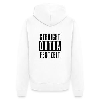 Straight outta Festzelt - - Wiesn-Bier - Unisex Premium Bio Zip Hoodie - Weiß - Hinten - Thijin (182cm)