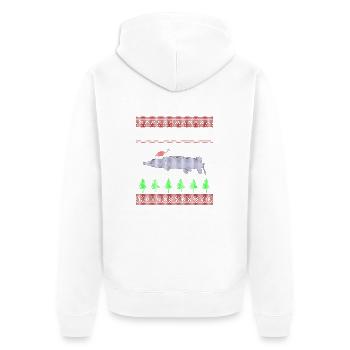 Knecht Ruphecht Ugly Christmas Angler Hecht - Unisex Premium Bio Zip Hoodie - Weiß - Hinten - Thijin (182cm)