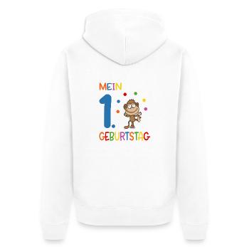 Mein erster Geburtstag - Unisex Premium Bio Zip Hoodie - Weiß - Hinten - Thijin (182cm)