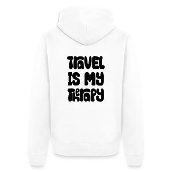 Travel Is My Therapy - Unisex Premium Bio Zip Hoodie - Weiß - Hinten - Thijin (182cm)