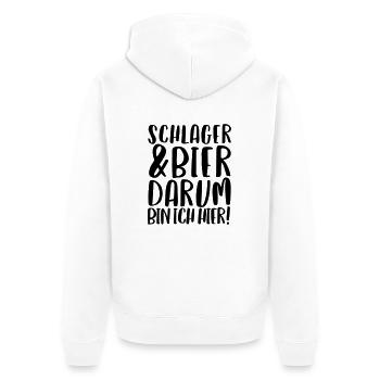 SCHLAGER & BIER DARUM BIN ICH HIER - Unisex Premium Bio Zip Hoodie - Weiß - Hinten - Thijin (182cm)