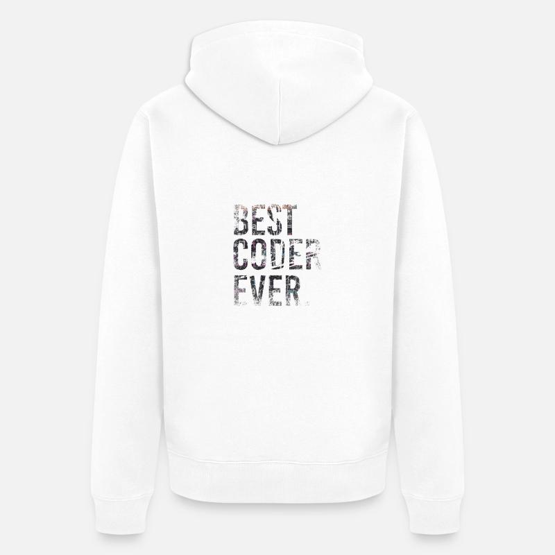 Best coder ever coding - Unisex Premium Organic Zip Hoodie - white