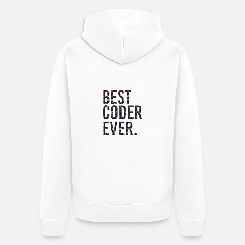 Best programmer code coder - Unisex Premium Organic Zip Hoodie - white