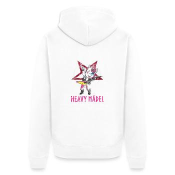 Heavy Mädel Metal Einhorn Mädchen Rock - Unisex Premium Bio Zip Hoodie - Weiß - Hinten - Thijin (182cm)