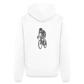 Radfahrer Bicycle Rennrad - Unisex Premium Bio Zip Hoodie - Weiß - Hinten - Thijin (182cm)