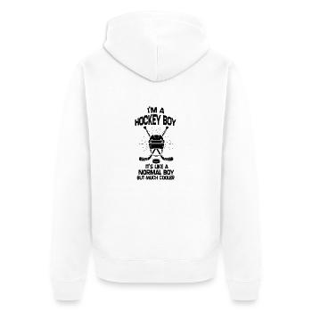 Ice Hockey Helmet - Unisex Premium Organic Zip Hoodie - white - Back - Thijin (182cm)
