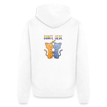 Bunte Liebe Katzen Regenbogen Lesbe Schwul Queer - Unisex Premium Bio Zip Hoodie - Weiß - Hinten - Thijin (182cm)