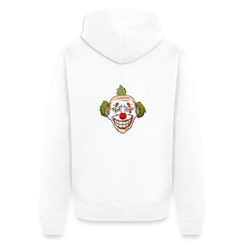 Verrückter Clown - Unisex Premium Bio Zip Hoodie - Weiß - Hinten - Thijin (182cm)