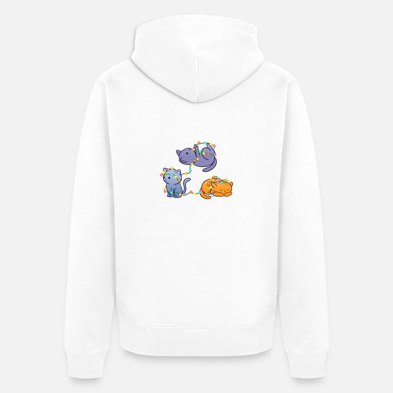 Chats de Noël - Veste à capuche bio Premium Unisexe - blanc