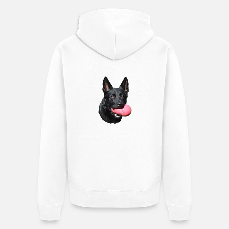 Schäferhund Deutscher Schäferhund schwarzer Hunde - Unisex Premium Bio Zip Hoodie - Weiß