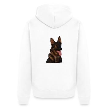 Chien de marche berger allemand berger gris - Veste à capuche bio Premium Unisexe - blanc - Dos - Thijin (182cm)