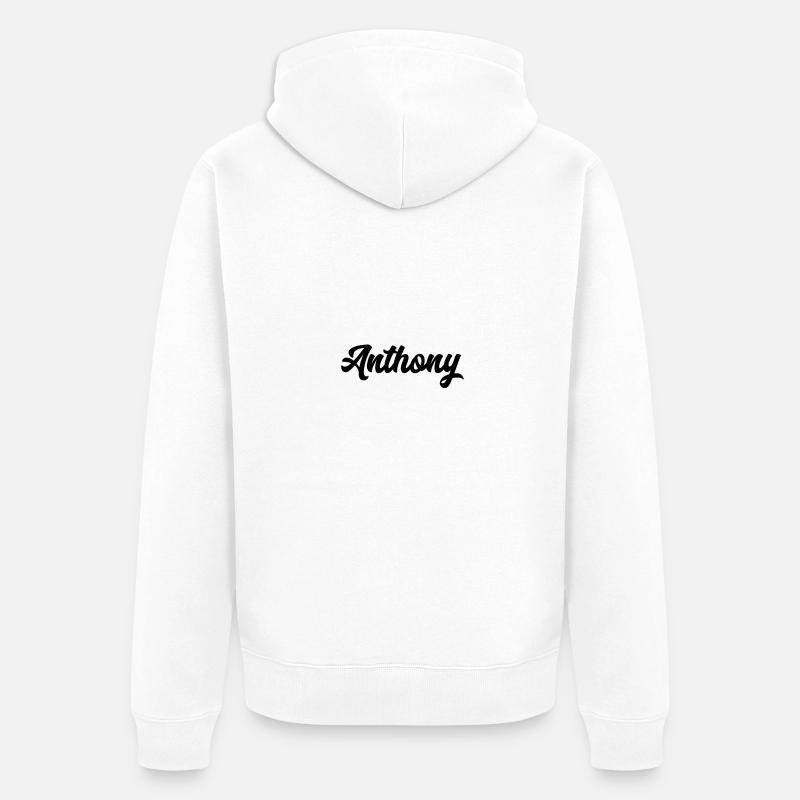 Anthony Custom Text Nom d’anniversaire - Veste à capuche bio Premium Unisexe - blanc