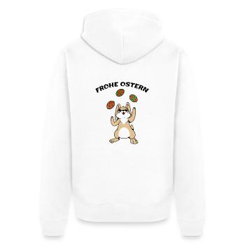 FROHE OSTERN - Unisex Premium Bio Zip Hoodie - Weiß - Hinten - Thijin (182cm)