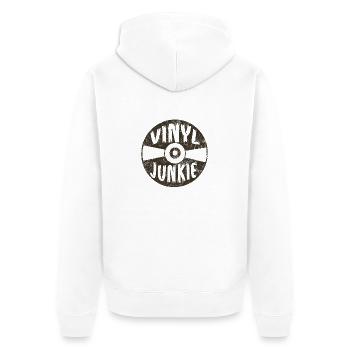 Vinyl Junkie Retro Vintage Album Schallplatte 70er - Unisex Premium Bio Zip Hoodie - Weiß - Hinten - Thijin (182cm)