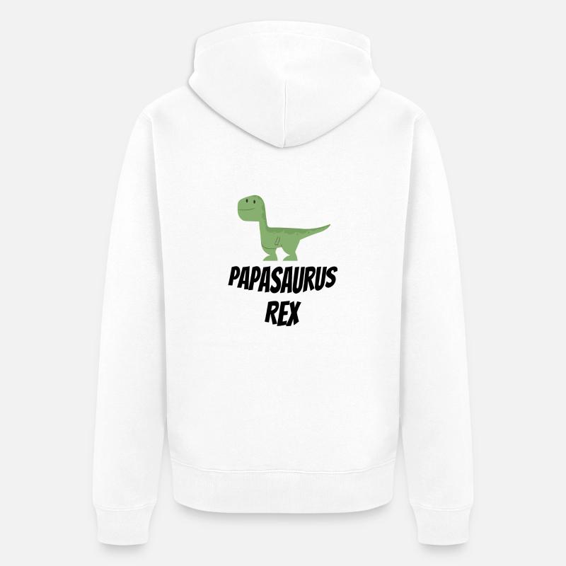 Papasaurus Rex - Unisex Premium Bio Zip Hoodie - Weiß