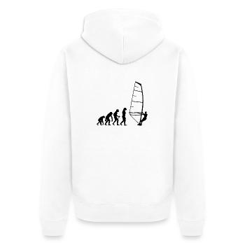 Windsurf Evolution Shirt Surfer Windsurfer Surf - Unisex Premium Bio Zip Hoodie - Weiß - Hinten - Thijin (182cm)