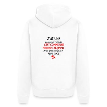 j'ai une marraine tatouée c'est comme une marraine - Veste à capuche bio Premium Unisexe - blanc - Dos - Thijin (182cm)