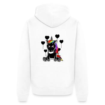 Halloween Einhorn böse schlecht Fabelwesen Horror - Unisex Premium Bio Zip Hoodie - Weiß - Hinten - Thijin (182cm)
