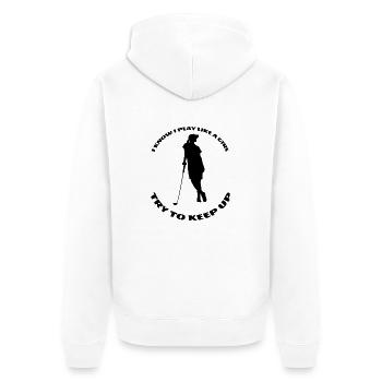 Golf Golf Ball Golf Club Girl Golfer - Unisex Premium Organic Zip Hoodie - white - Back - Thijin (182cm)