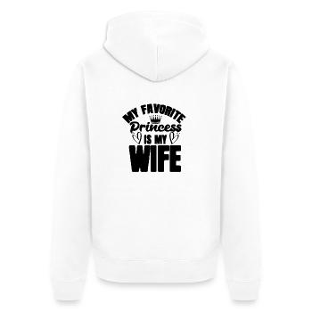 wife princess - Unisex Premium Bio Zip Hoodie - Weiß - Hinten - Thijin (182cm)