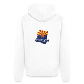 Arizona Bundesstaat Umriss Karte USA - Unisex Premium Bio Zip Hoodie - Weiß - Hinten - Thijin (182cm)
