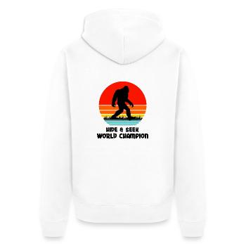 World Big Foot Versteckspiel - Unisex Premium Bio Zip Hoodie - Weiß - Hinten - Thijin (182cm)