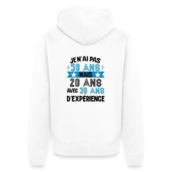 Cadeau anniversaire 50 ans rigolo homme - Veste à capuche bio Premium Unisexe - blanc - Dos - Thijin (182cm)