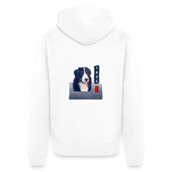 Berner Sennenhund True Hero - Unisex Premium Bio Zip Hoodie - Weiß - Hinten - Thijin (182cm)