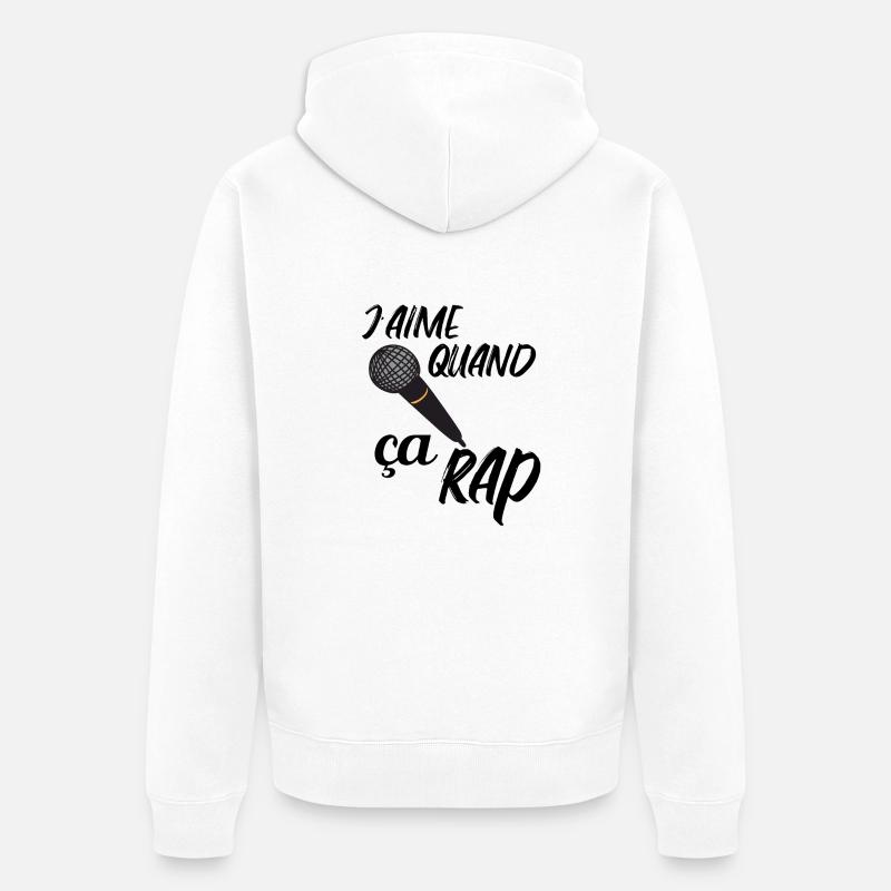 j aime quand ça rap - Veste à capuche bio Premium Unisexe - blanc