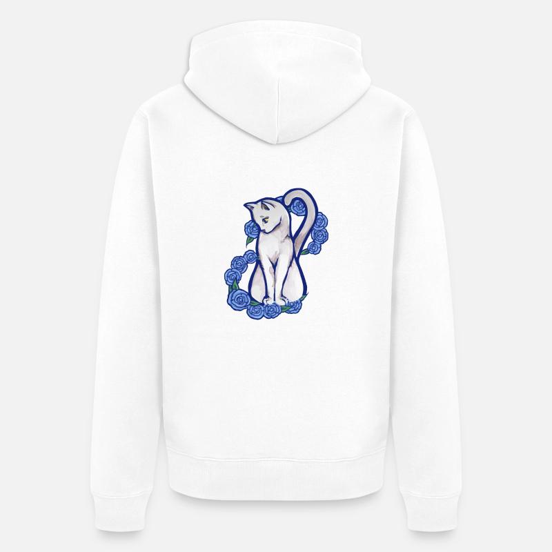 Chat blanc - Veste à capuche bio Premium Unisexe - blanc