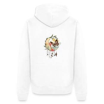 Schmetterling Blume blumig Sprüche Spruch Blumen - Unisex Premium Bio Zip Hoodie - Weiß - Hinten - Thijin (182cm)
