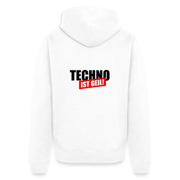 Techno ist geil - Unisex Premium Bio Zip Hoodie - Weiß - Hinten - Thijin (182cm)