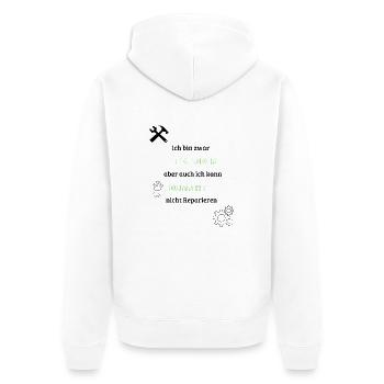 Ich bin zwar Elektriker lustig Spruch Geschenkidee - Unisex Premium Bio Zip Hoodie - Weiß - Hinten - Thijin (182cm)