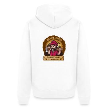 Morningwood Lumber Company Lumberjacks Nous travaillons dur - Veste à capuche bio Premium Unisexe - blanc - Dos - Thijin (182cm)