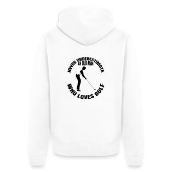 Golf Quote Golf Ball Golfer Golf Club - Unisex Premium Organic Zip Hoodie - white - Back - Thijin (182cm)