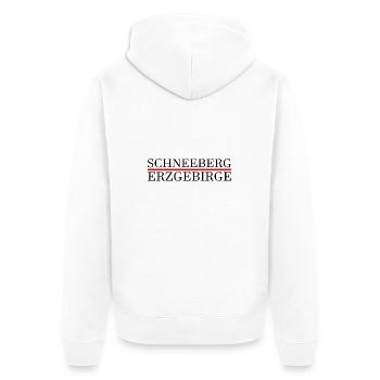 Schneeberg Erzgebirge - Unisex Premium Bio Zip Hoodie - Weiß - Hinten - Thijin (182cm)
