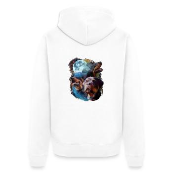 3 Moon Rottweiler Dog Lover Cool Animal Pet Humor - Unisex Premium Organic Zip Hoodie - white - Back - Thijin (182cm)