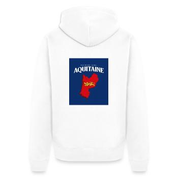 Fier de mes Racines Aquitaine Bleu - Veste à capuche bio Premium Unisexe - blanc - Dos - Thijin (182cm)