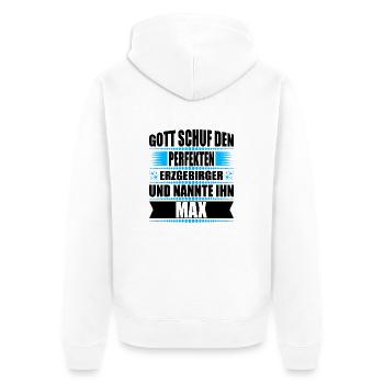 Erzgebirge Mann Namen Sachsen Max - Unisex Premium Bio Zip Hoodie - Weiß - Hinten - Thijin (182cm)