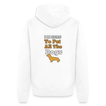 i'm here to pet all the dogs, Funny Gift for Dogs - Unisex Premium Organic Zip Hoodie - white - Back - Thijin (182cm)